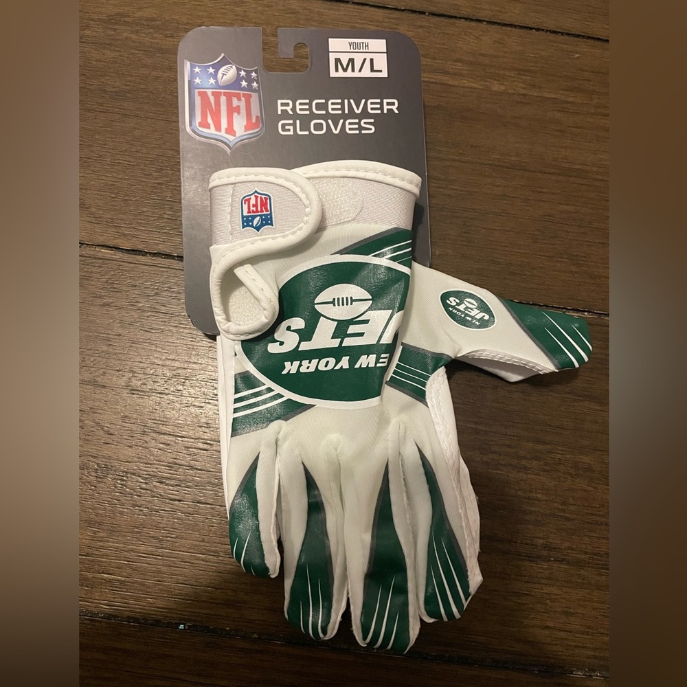 New York Jets Youth Receiver Football Gloves NWT